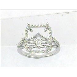 Genuine 14K White Gold 0.39CTW Diamond Semi Mount Ring - REF-57G2M