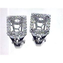 Genuine 14KWhite Gold 0.44CTW Diamond Semi-Mount Earrings - REF-77A5X