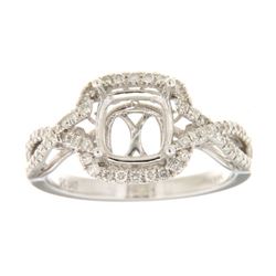 Genuine 14K White Gold 0.35CTW Diamond Semi Mount Ring - REF-62G4M