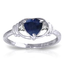 1.01 ctw Sapphire & Diamond Ring Jewelry 14KT White Gold