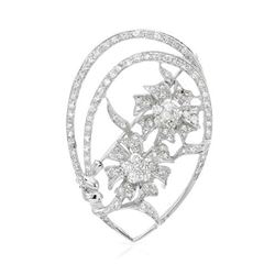 Genuine 1.79 TCW 14K White Gold Ladies Brooch - REF-183N4A