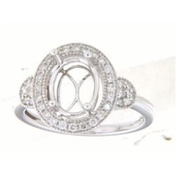 Genuine 14K White Gold 0.3CTW Diamond Semi Mount Ring - REF-52A7X