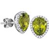 Image 1 : 0.25CT Diamond and 1.30 Peridot Anniversary 14KT Earrings White Gold