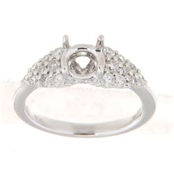 Genuine 14K White Gold 0.59CTW Diamond Semi Mount Ring - REF-73R8H