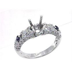 Genuine 18K White Gold 0.38CTW Diamond Semi Mount Ring - REF-68X6Y