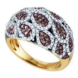 1.0CTW White and Champagne Diamond Anniversary 10KT Ring Yellow Gold