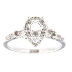 Genuine 14K White Gold 0.2CTW Diamond Semi Mount Ring - REF-36W3G