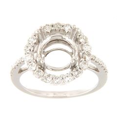 Genuine 14K White Gold 0.87CTW Diamond Semi Mount Ring - REF-102G6M