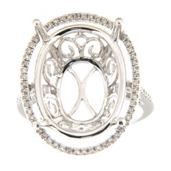 Genuine 14K White Gold 0.34CTW Diamond Semi Mount Ring - REF-77H8W