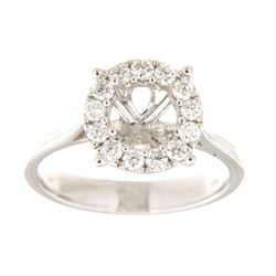 Genuine 14K White Gold 0.41CTW Diamond Semi Mount Ring - REF-62R2H