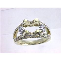 Genuine 14K Two Tone Gold 0.82CTW Diamond Semi Mount Ring - REF-107H9W