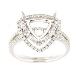 Genuine 14K White Gold 0.73CTW Diamond Semi Mount Ring - REF-91F7N