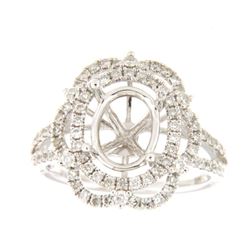 Genuine 14K White Gold 0.71CTW Diamond Semi Mount Ring - REF-89R9H