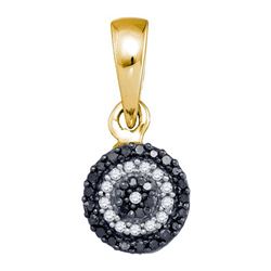 0.10CTW White and Black Diamond Anniversary 10KT Pendant Yellow Gold