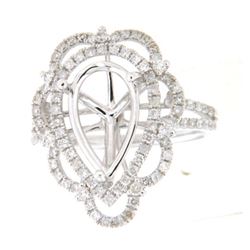 Genuine 14K White Gold 0.81CTW Diamond Semi Mount Ring - REF-105K4R