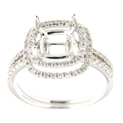 Genuine 14K White Gold 0.64CTW Diamond Semi Mount Ring - REF-86A4X