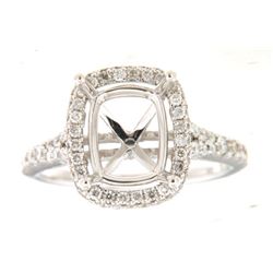 Genuine 14K White Gold 0.69CTW Diamond Semi Mount Ring - REF-89N3A