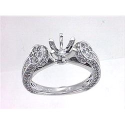 Genuine 14K White Gold 0.98CTW Diamond Semi Mount Ring - REF-94T9K