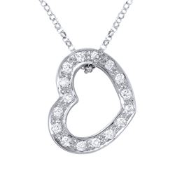 Genuine 0.26 TCW 18K White Gold Ladies Necklace - REF-49N6A
