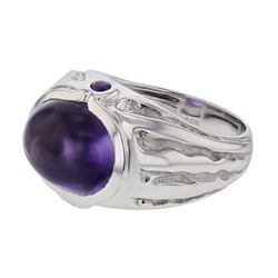 Genuine 14K WhiteGold 8.57CTW Amethyst Fashion Ring - REF-86R3H