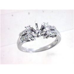 Genuine 18K White Gold 0.29CTW Diamond Semi Mount Ring - REF-67W2G