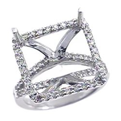 Genuine 14K White Gold 0.63CTW Diamond Semi Mount Ring - REF-77W8G