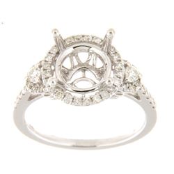 Genuine 14K White Gold 0.5CTW Diamond Semi Mount Ring - REF-84G2M