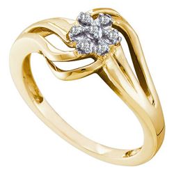 0.05CT Diamond Flower 10KT Ring Yellow Gold
