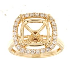 Genuine 14K Yellow Gold 0.69CTW Diamond Semi Mount Ring - REF-90M6F