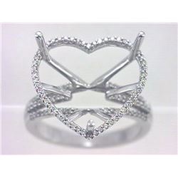 Genuine 14K White Gold 0.3CTW Diamond Semi Mount Ring - REF-48X3Y