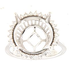 Genuine 14K White Gold 0.38CTW Diamond Semi Mount Ring - REF-76X3Y