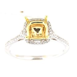 Genuine 14K Two Tone Gold 0.26CTW Diamond Semi Mount Ring - REF-45W3G