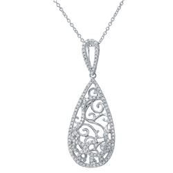 Genuine 0.48 TCW 14K White Gold Ladies Necklace - REF-50Z3T