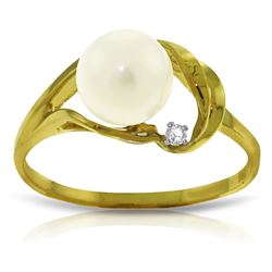 2.02 ctw Pearl & Diamond Ring Jewelry 14KT Yellow Gold
