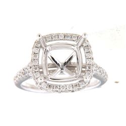 Genuine 14K White Gold 0.75CTW Diamond Semi Mount Ring - REF-99W4G