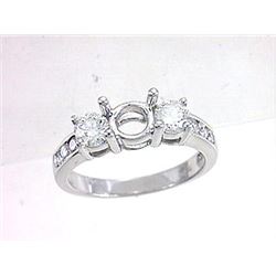 Genuine 14K White Gold 0.94CTW Diamond Semi Mount Ring - REF-116Z9T