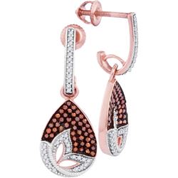 0.35CTW White and Champagne Diamond Mirco-Pave 10KT Earrings Rose Gold