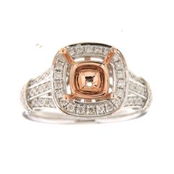 Genuine 14K Two Tone Gold 0.72CTW Diamond Semi Mount Ring - REF-128G8M