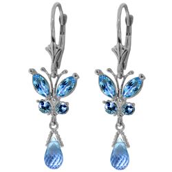 2.74 ctw Blue Topaz Earrings Jewelry 14KT White Gold