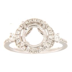 Genuine 14K White Gold 0.52CTW Diamond Semi Mount Ring - REF-73H7W