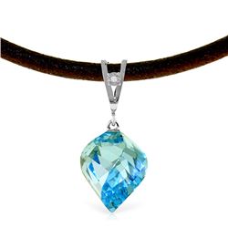 13.91 ctw Blue Topaz & Diamond Necklace Jewelry 14KT White Gold