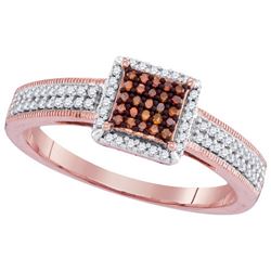 0.25CTW White and Champagne Diamond Micro-Pave 10KT Ring Rose Gold