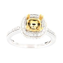 Genuine 14K Two Tone Gold 0.58CTW Diamond Semi Mount Ring - REF-88R3H