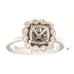 Genuine 14K White Gold 0.51CTW Diamond Semi Mount Ring - REF-85W4G