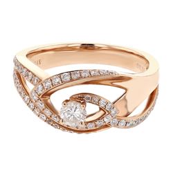 Genuine 14K Rose Gold 0.55CTW Diamond Promise Ring - REF-84K7R
