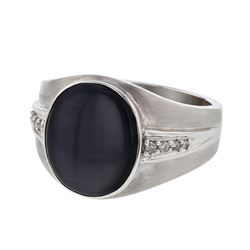 Genuine 14K WhiteGold 6.15CTW Cat's Eye Fashion Ring - REF-74F8N