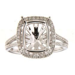 Genuine 14K White Gold 0.39CTW Diamond Semi Mount Ring - REF-69F7N