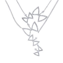 Genuine 1.07 TCW 14K White Gold Ladies Necklace - REF-135H8W