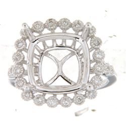Genuine 14K White Gold 0.24CTW Diamond Semi Mount Ring - REF-62M9F