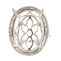 Genuine 14K White Gold 0.4CTW Diamond Semi Mount Ring - REF-87R6H